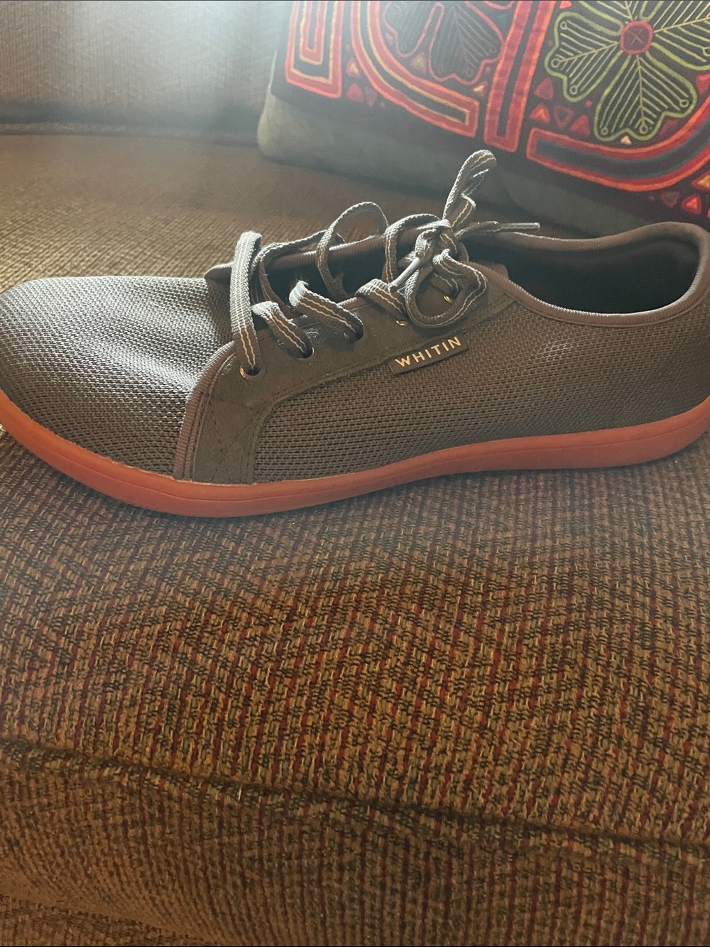 WHITIN Gray Mesh Men's Sneakers with Brown Gum Sole